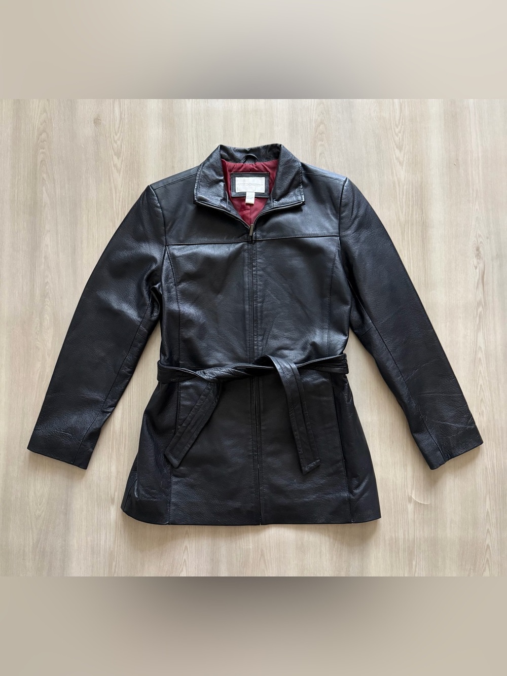 Vintage Worthington. Genuine Leather Coat Zipper Belted Sz M